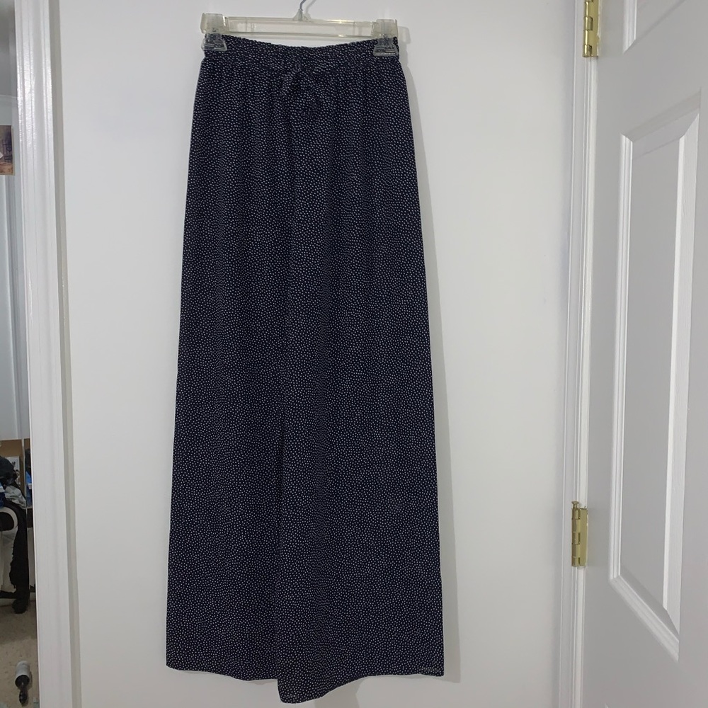 PokaDot Navy Blue Flowy Wide Leg Pants